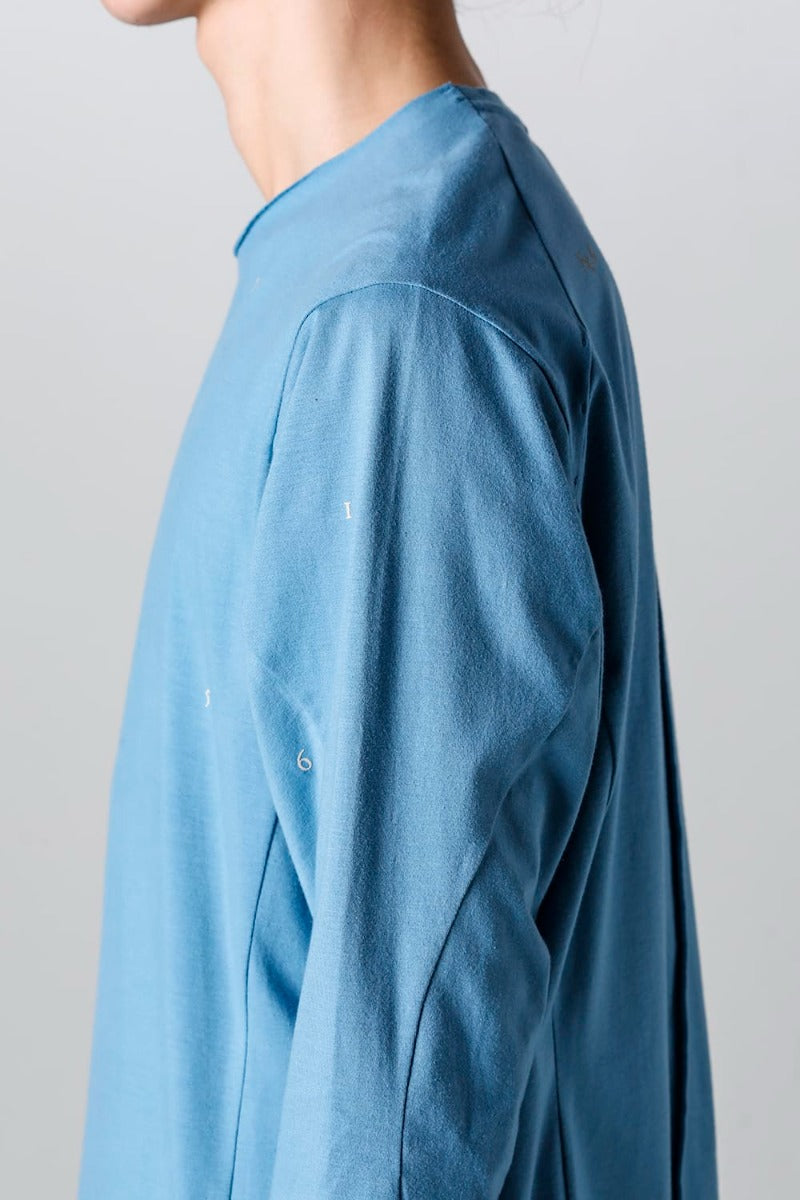 Print Long sleeve cotton stretch jersey  Fade Blue