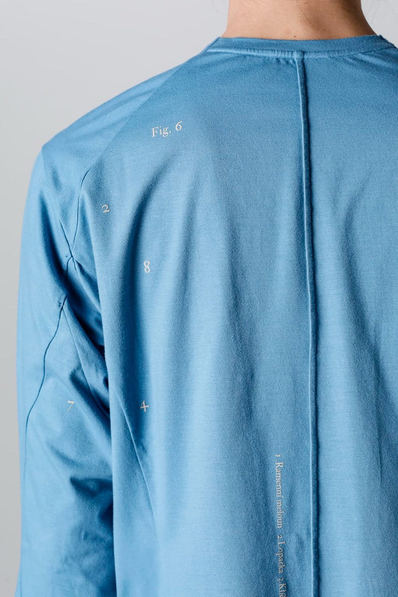 Print Long sleeve cotton stretch jersey  Fade Blue