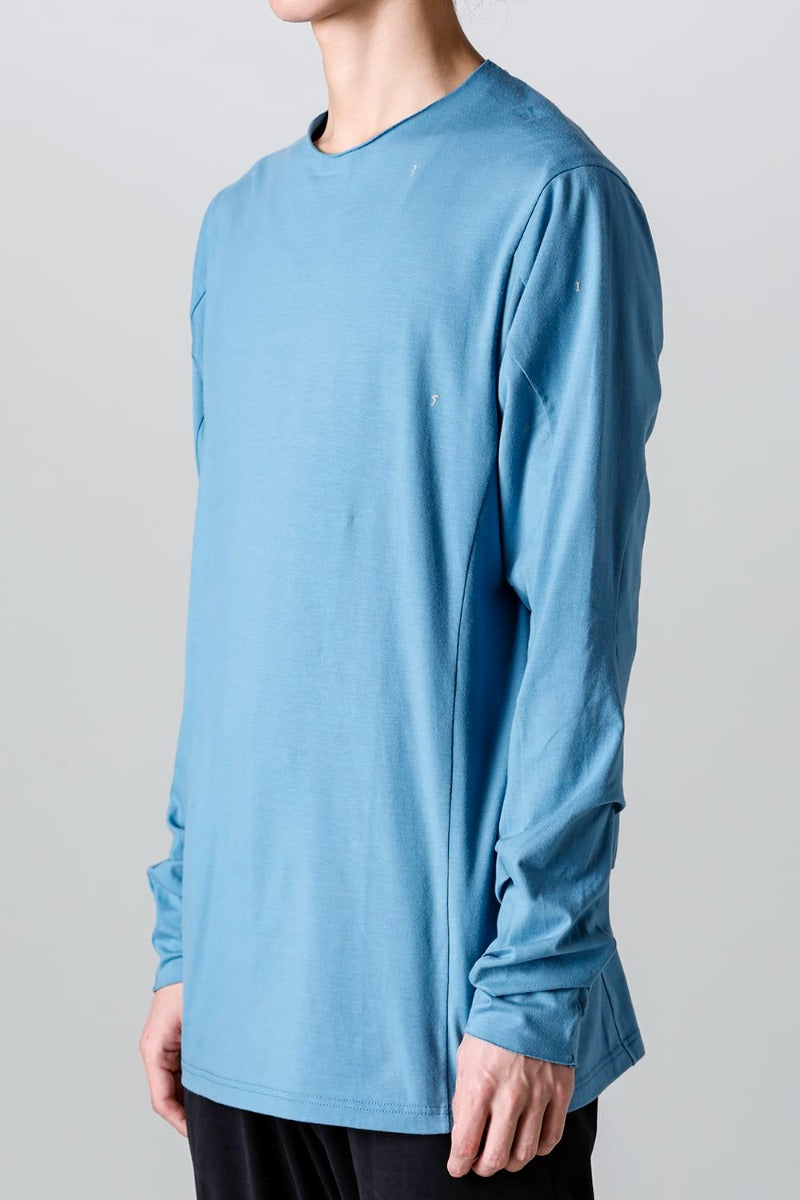 Print Long sleeve cotton stretch jersey  Fade Blue