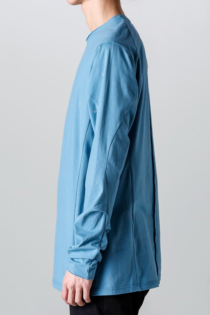 Print Long sleeve cotton stretch jersey  Fade Blue