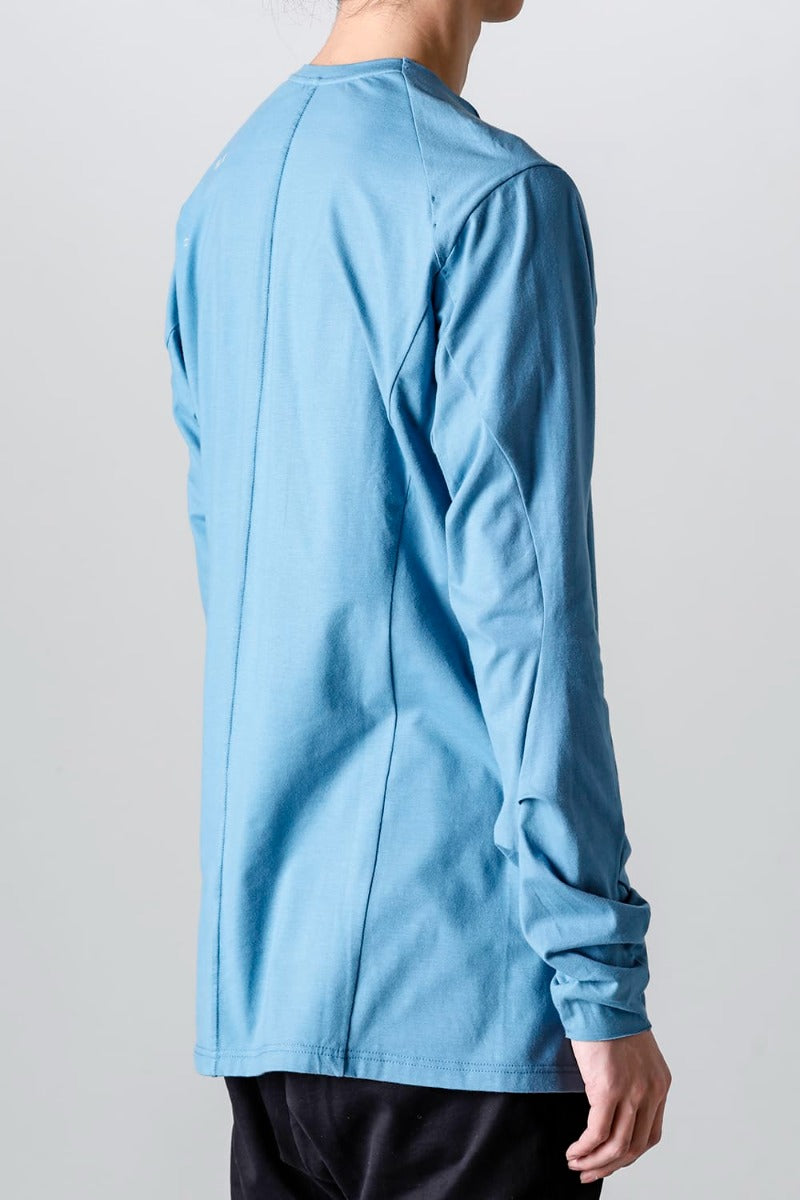 Print Long sleeve cotton stretch jersey  Fade Blue