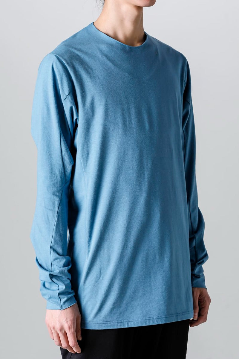 Print Long sleeve cotton stretch jersey  Fade Blue
