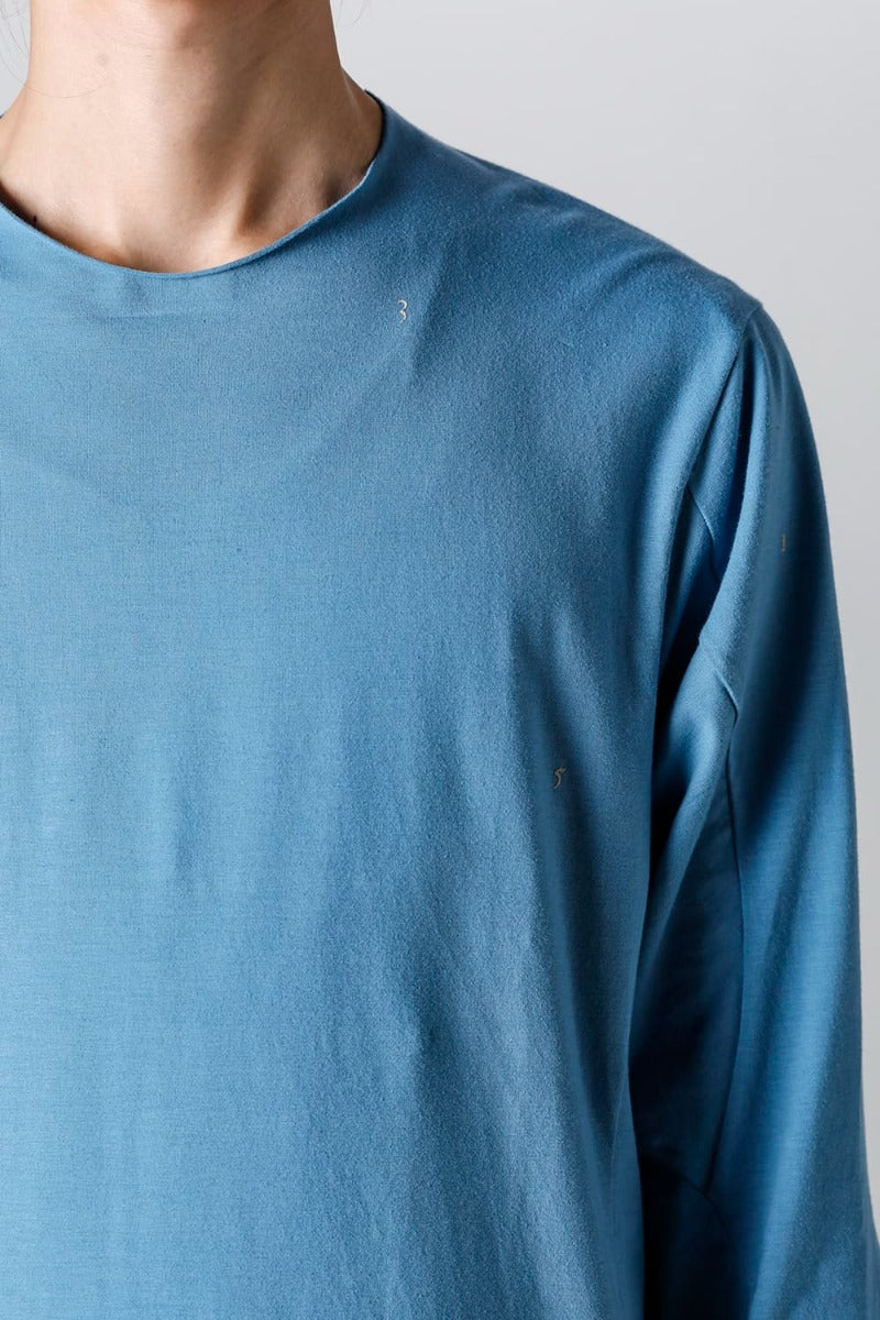 Print Long sleeve cotton stretch jersey  Fade Blue