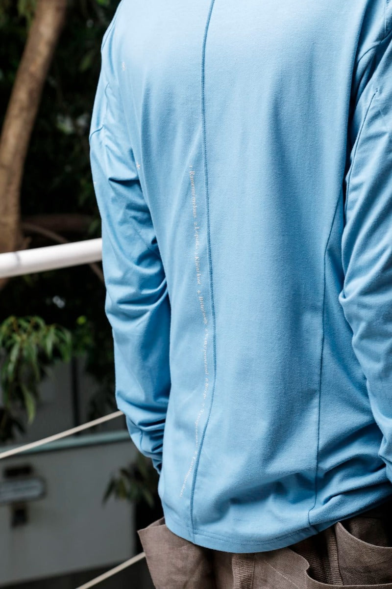 Print Long sleeve cotton stretch jersey  Fade Blue