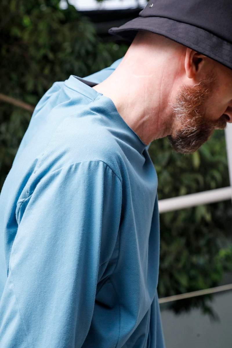 Print Long sleeve cotton stretch jersey  Fade Blue