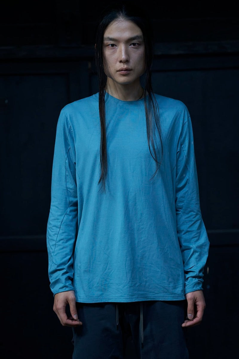 Print Long sleeve cotton stretch jersey  Fade Blue