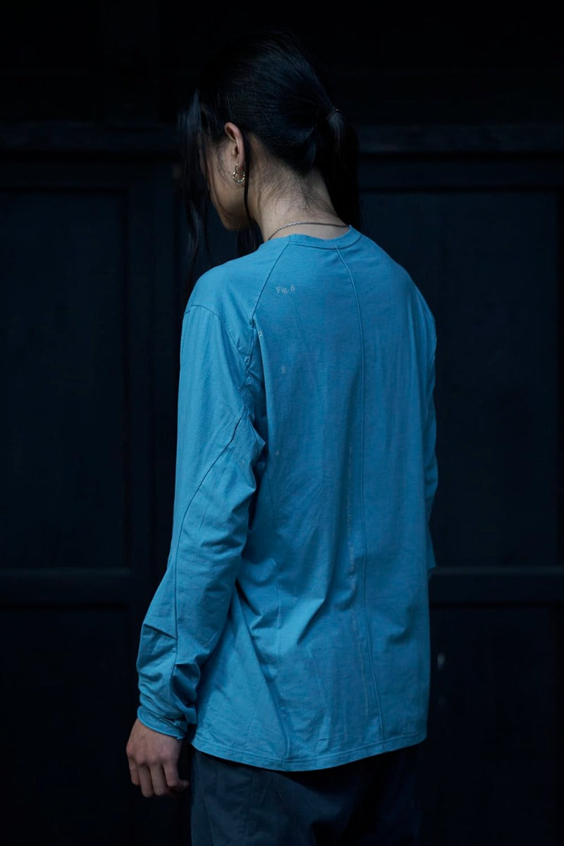 Print Long sleeve cotton stretch jersey  Fade Blue