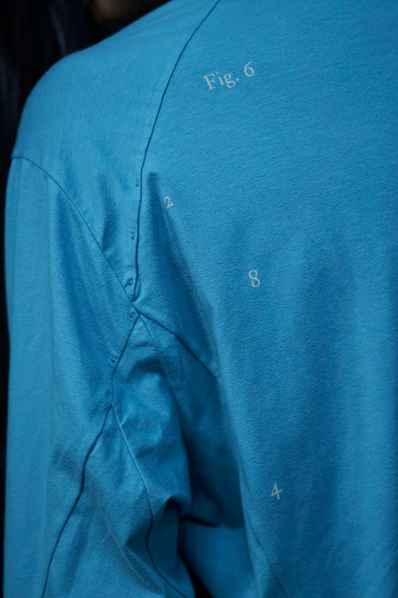 Print Long sleeve cotton stretch jersey  Fade Blue