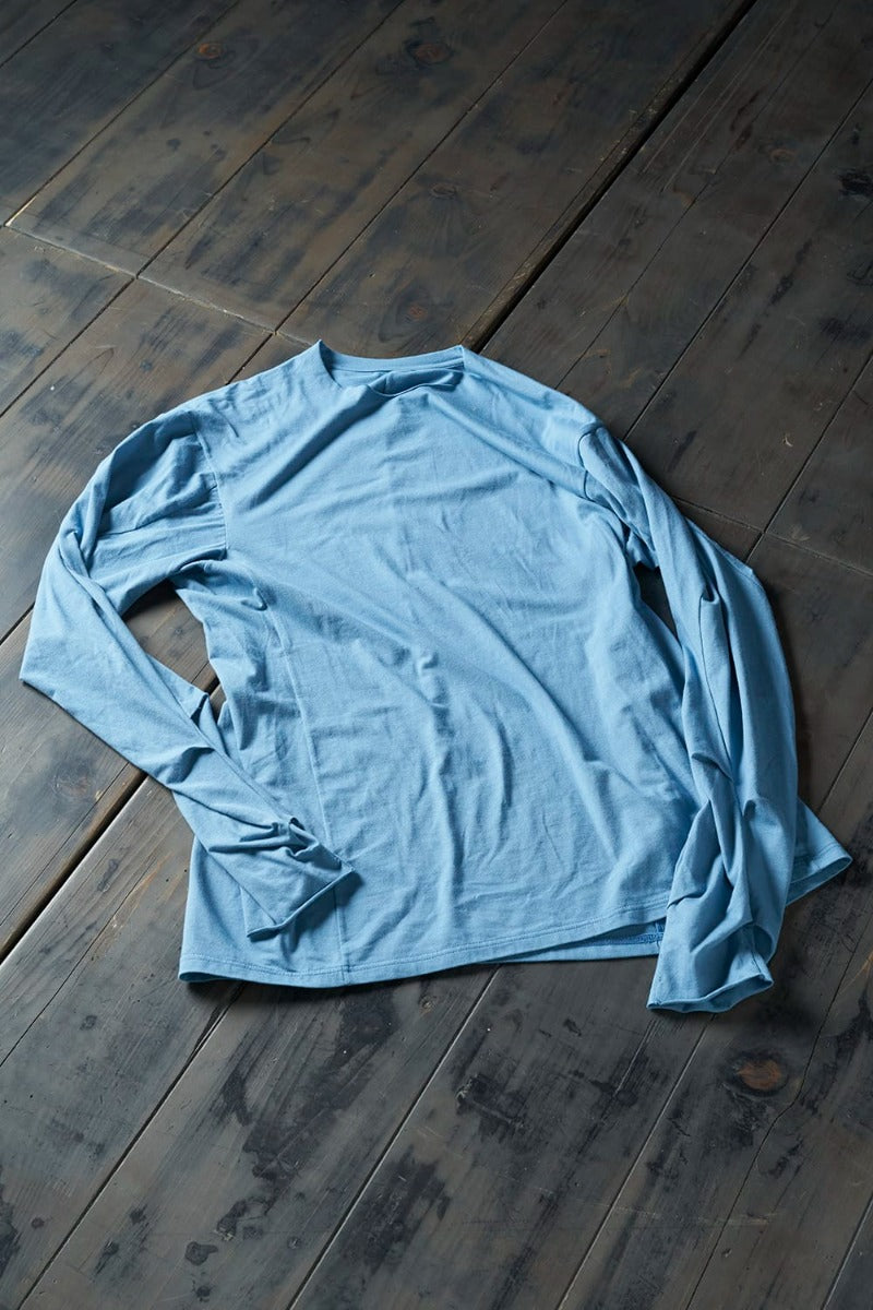 Print Long sleeve cotton stretch jersey  Fade Blue