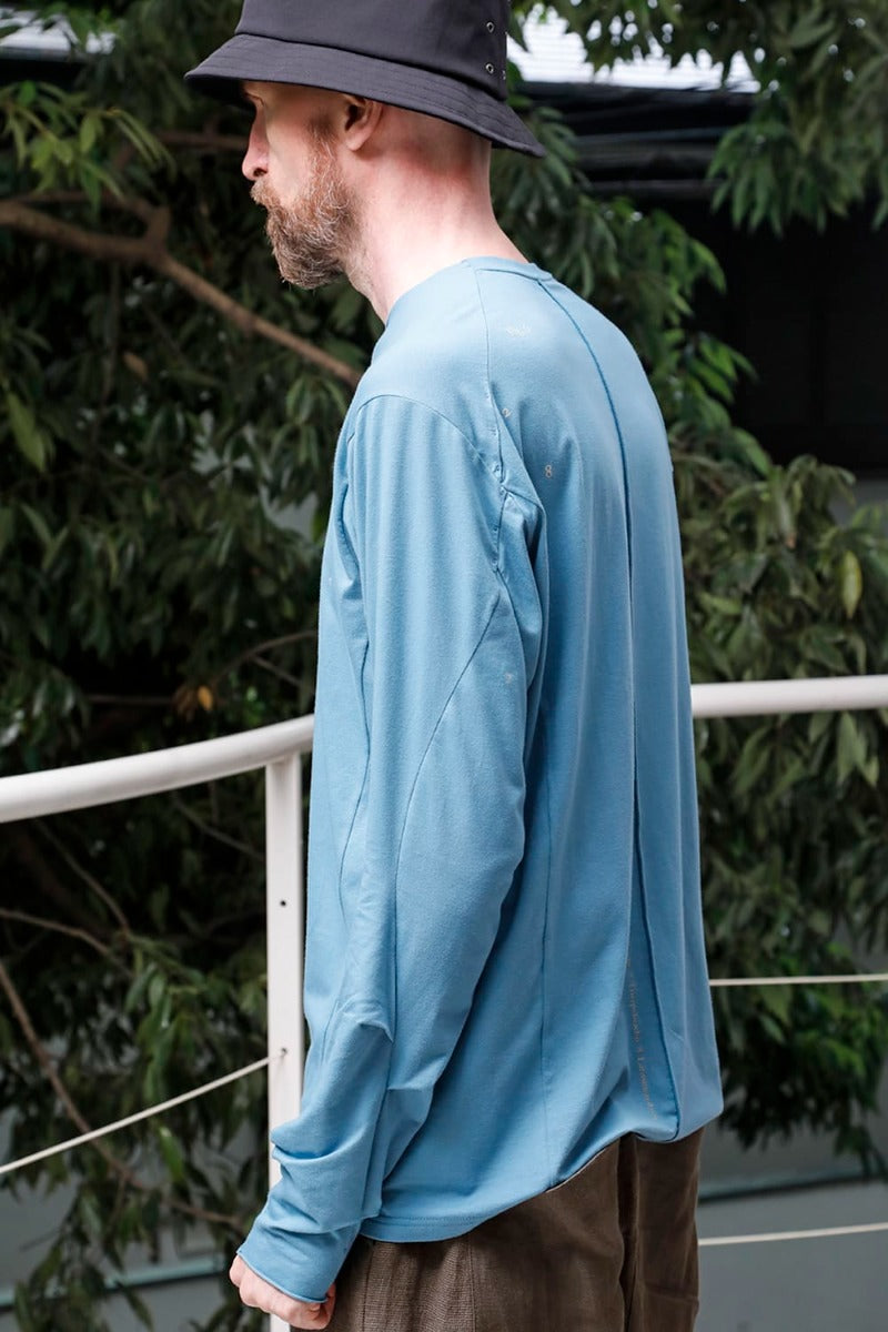 Print Long sleeve cotton stretch jersey  Fade Blue