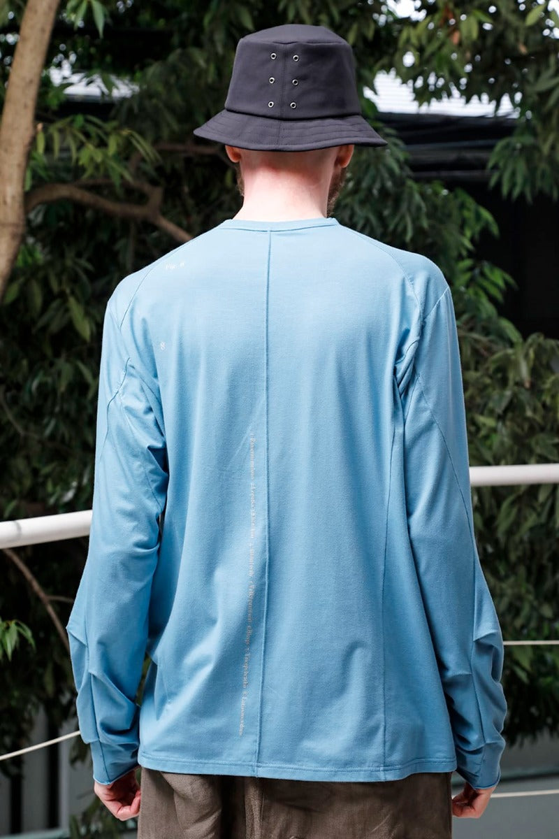 Print Long sleeve cotton stretch jersey  Fade Blue