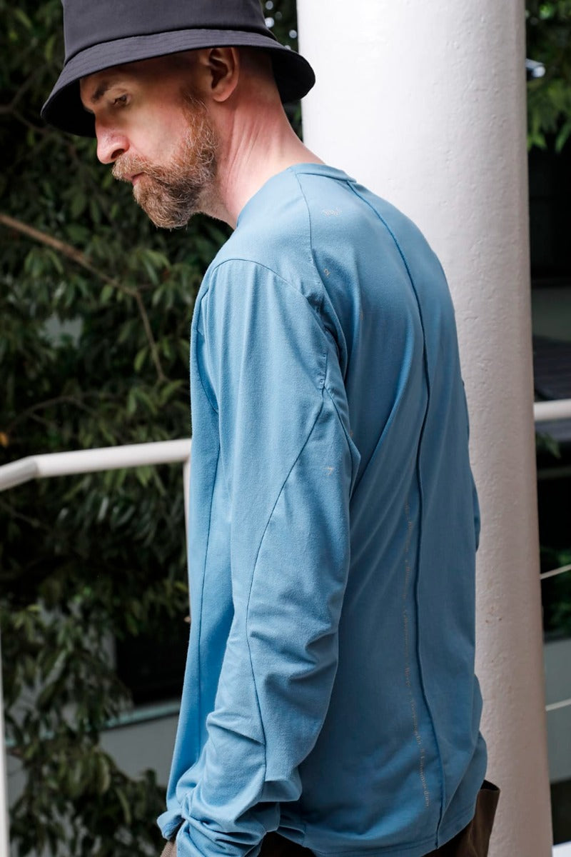 Print Long sleeve cotton stretch jersey  Fade Blue