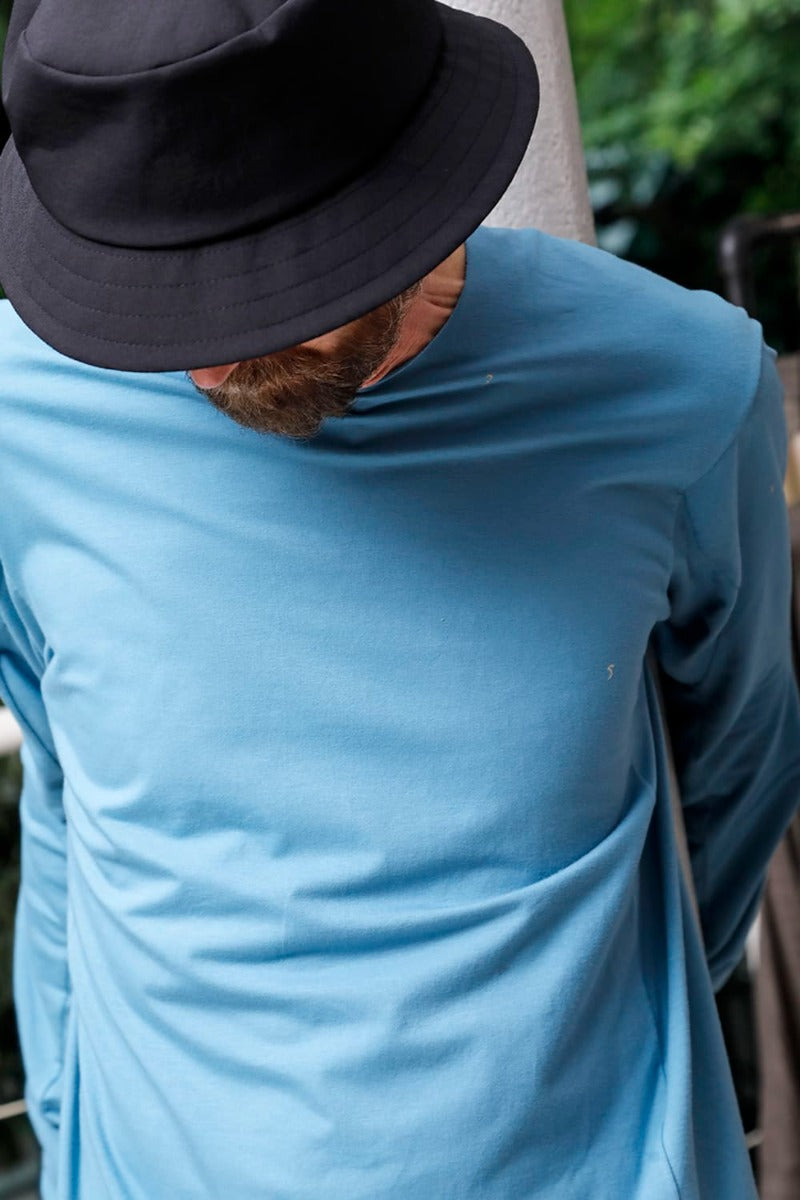 Print Long sleeve cotton stretch jersey  Fade Blue