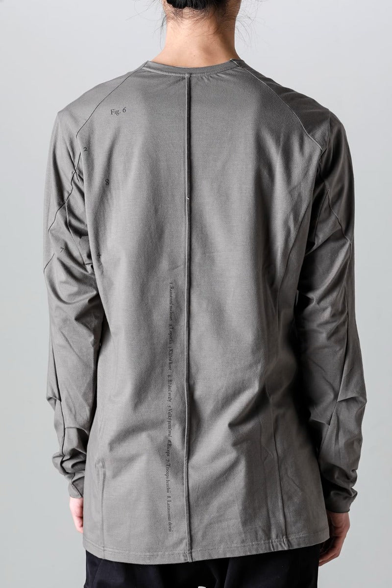 Print Long sleeve cotton stretch jersey  Mud Gray