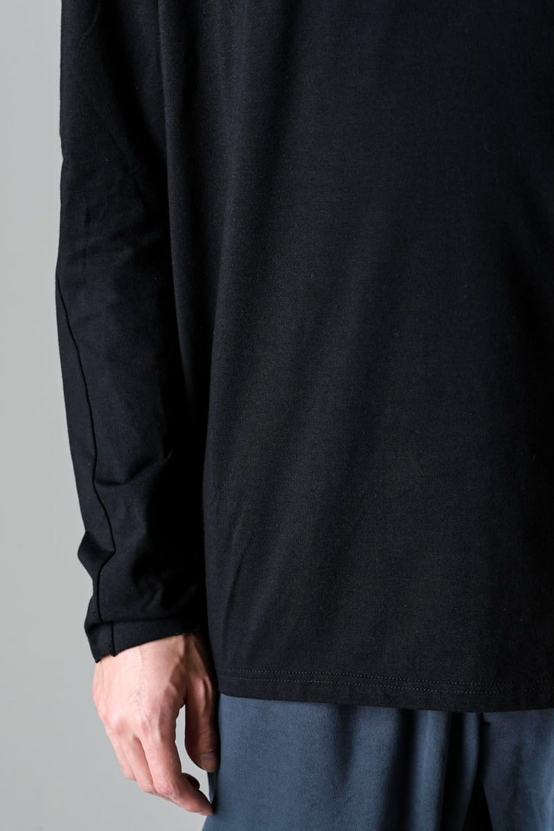 ロングスリーブ コットンストレッチジャージー  ブラック