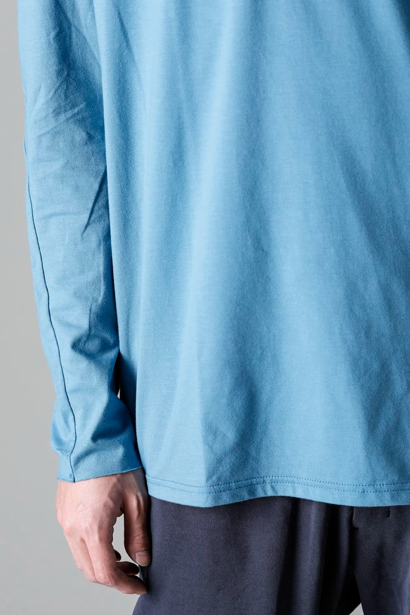 ロングスリーブ コットンストレッチジャージー  フェードブルー