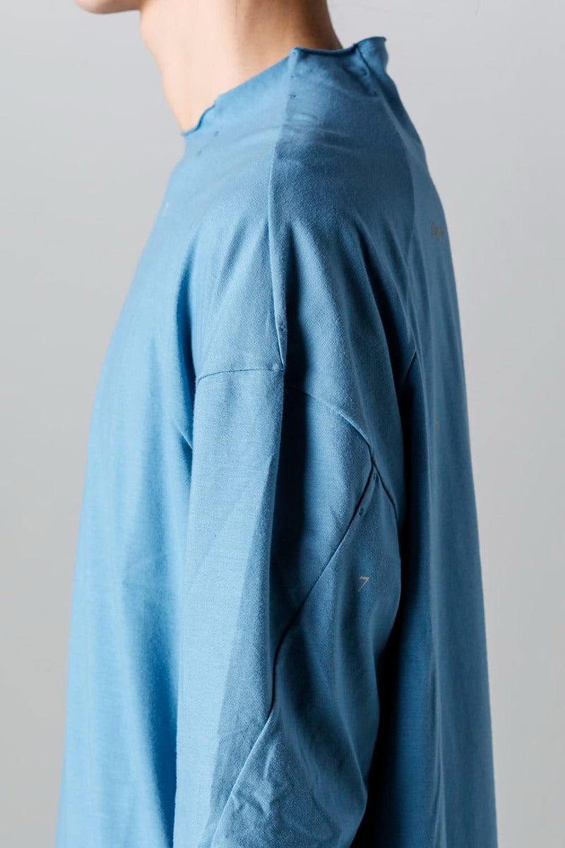 ロングスリーブ コットンストレッチジャージー  フェードブルー