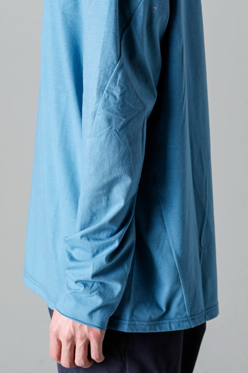 ロングスリーブ コットンストレッチジャージー  フェードブルー