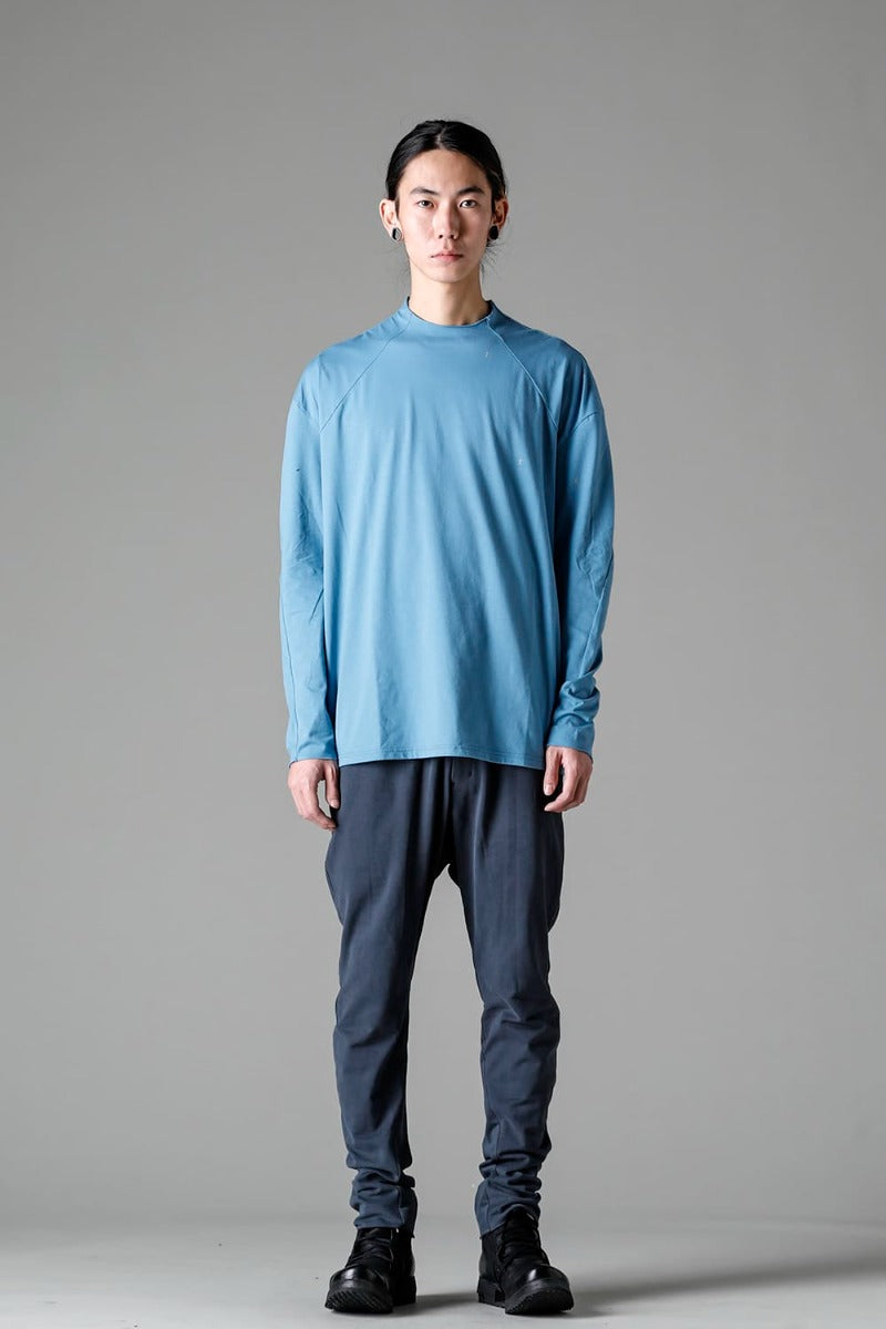 ロングスリーブ コットンストレッチジャージー  フェードブルー