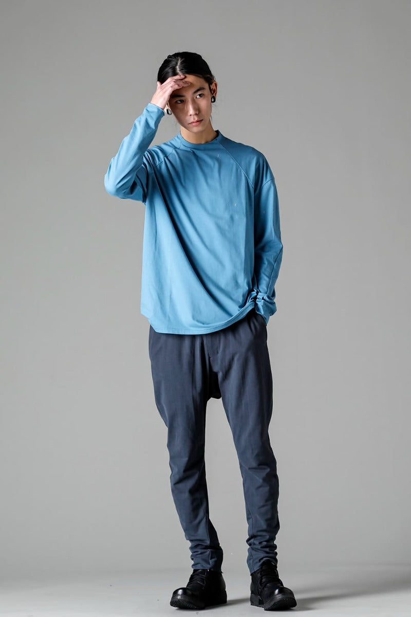 ロングスリーブ コットンストレッチジャージー  フェードブルー