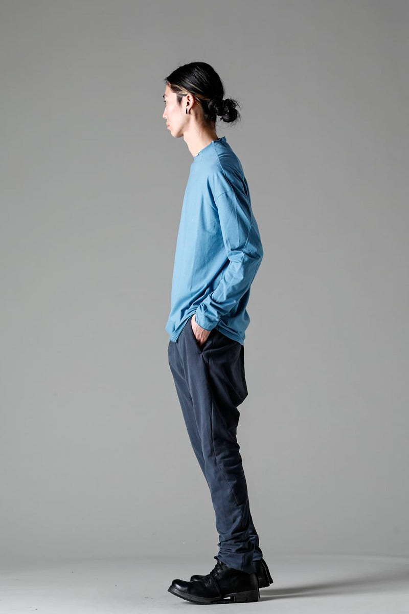 ロングスリーブ コットンストレッチジャージー  フェードブルー