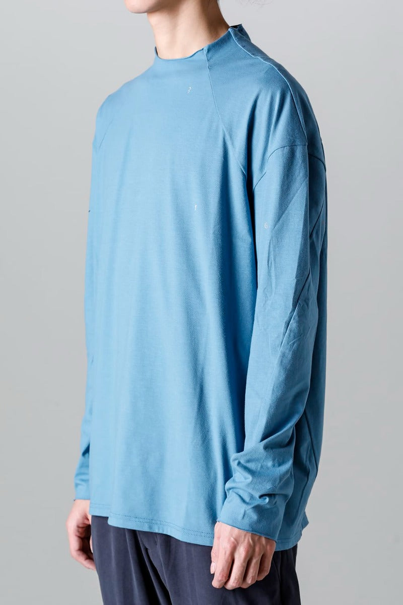 ロングスリーブ コットンストレッチジャージー  フェードブルー