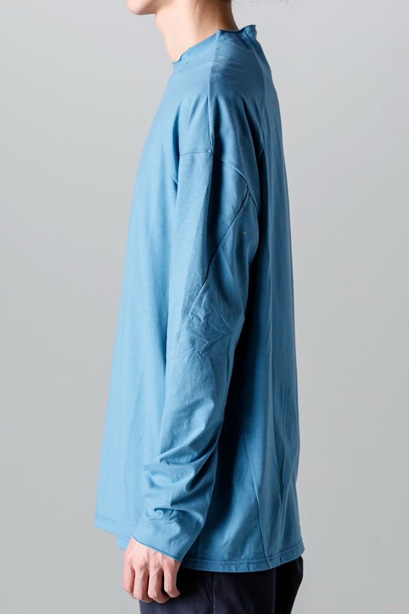 ロングスリーブ コットンストレッチジャージー  フェードブルー