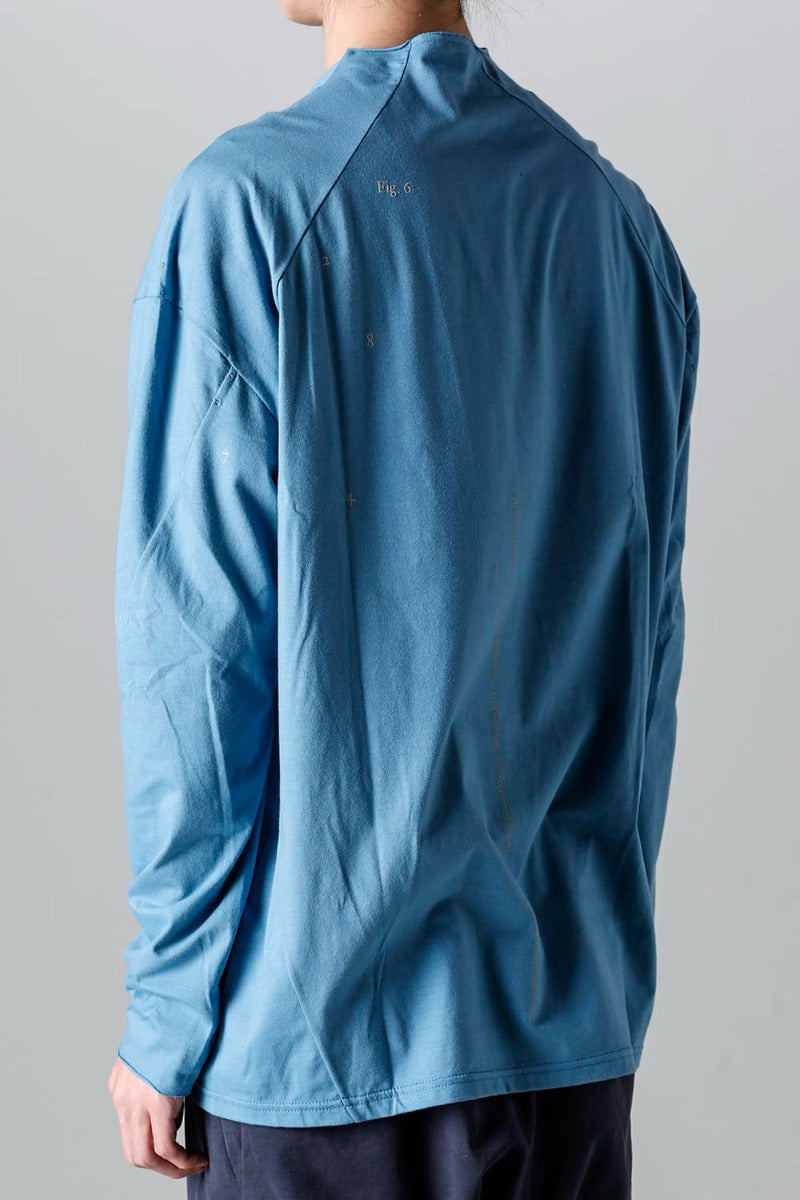 ロングスリーブ コットンストレッチジャージー  フェードブルー