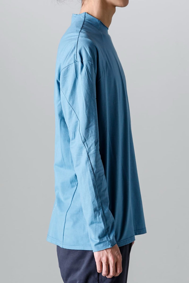 ロングスリーブ コットンストレッチジャージー  フェードブルー