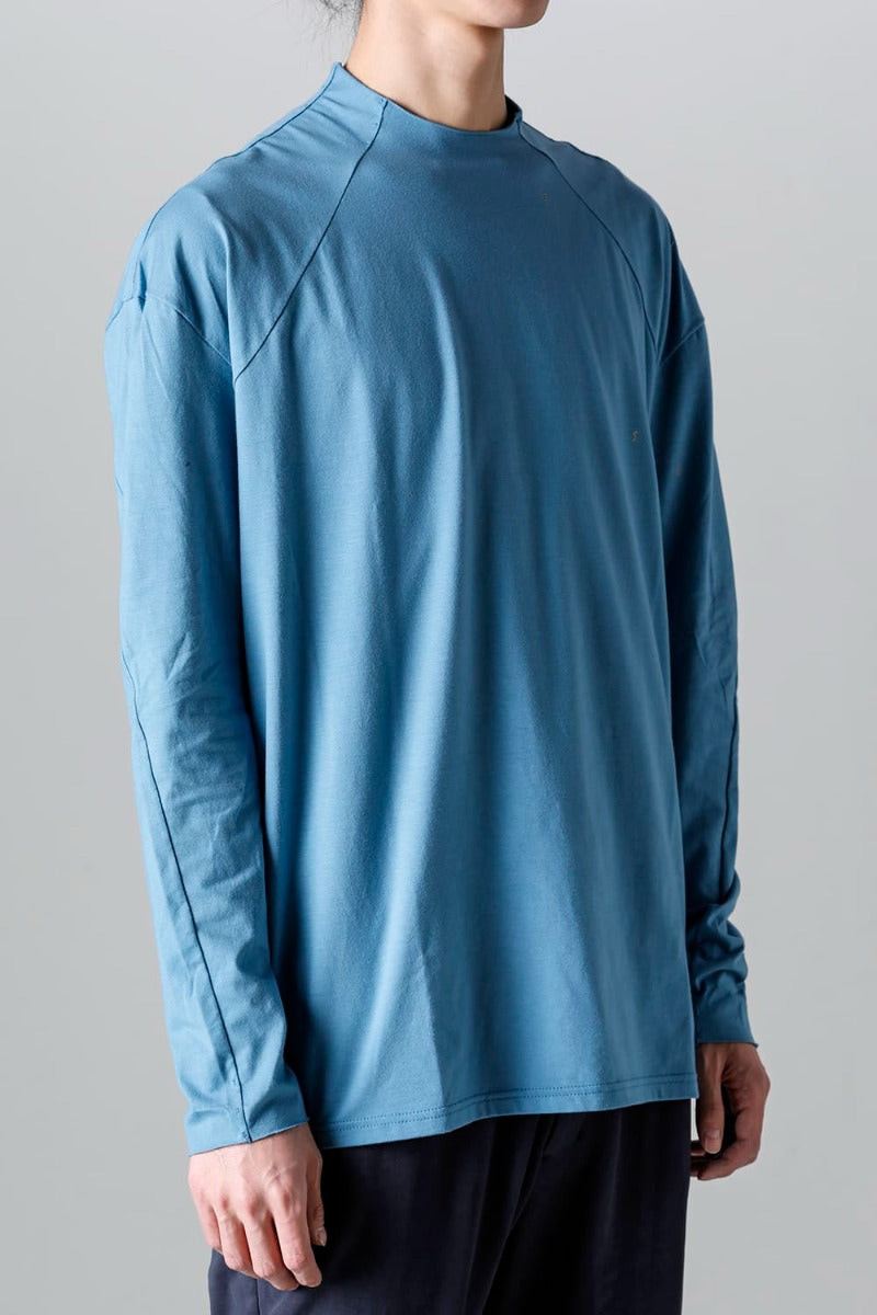 ロングスリーブ コットンストレッチジャージー  フェードブルー