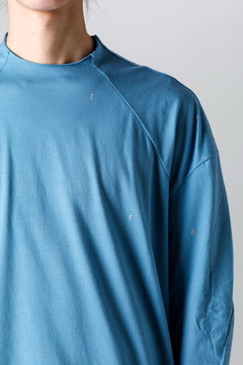 ロングスリーブ コットンストレッチジャージー  フェードブルー