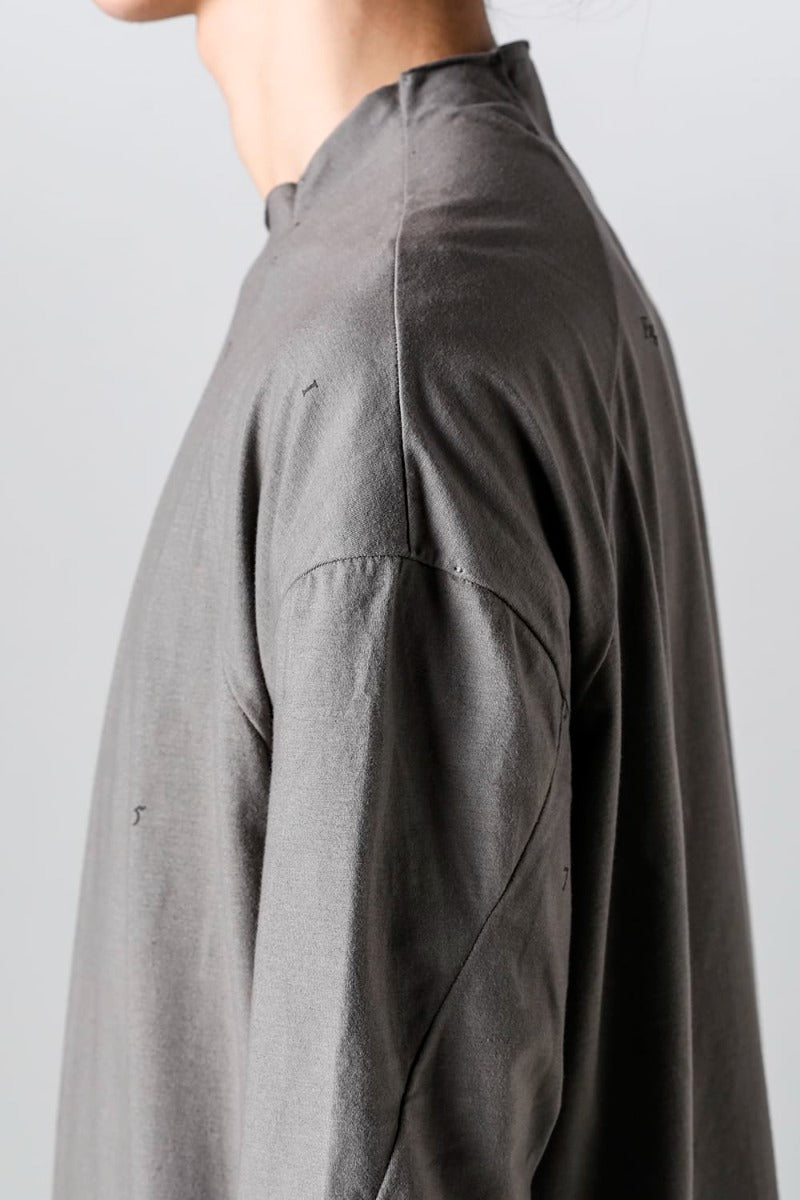 ロングスリーブ コットンストレッチジャージー  マッドグレー