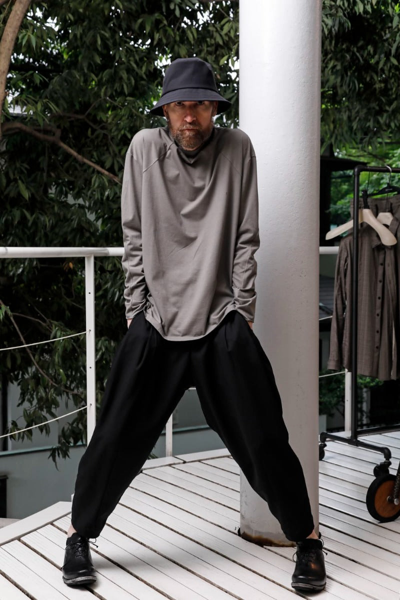 ロングスリーブ コットンストレッチジャージー  マッドグレー