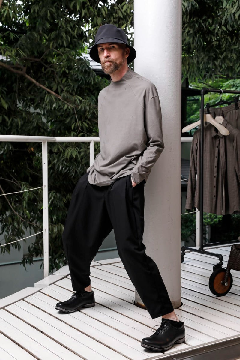 ロングスリーブ コットンストレッチジャージー  マッドグレー