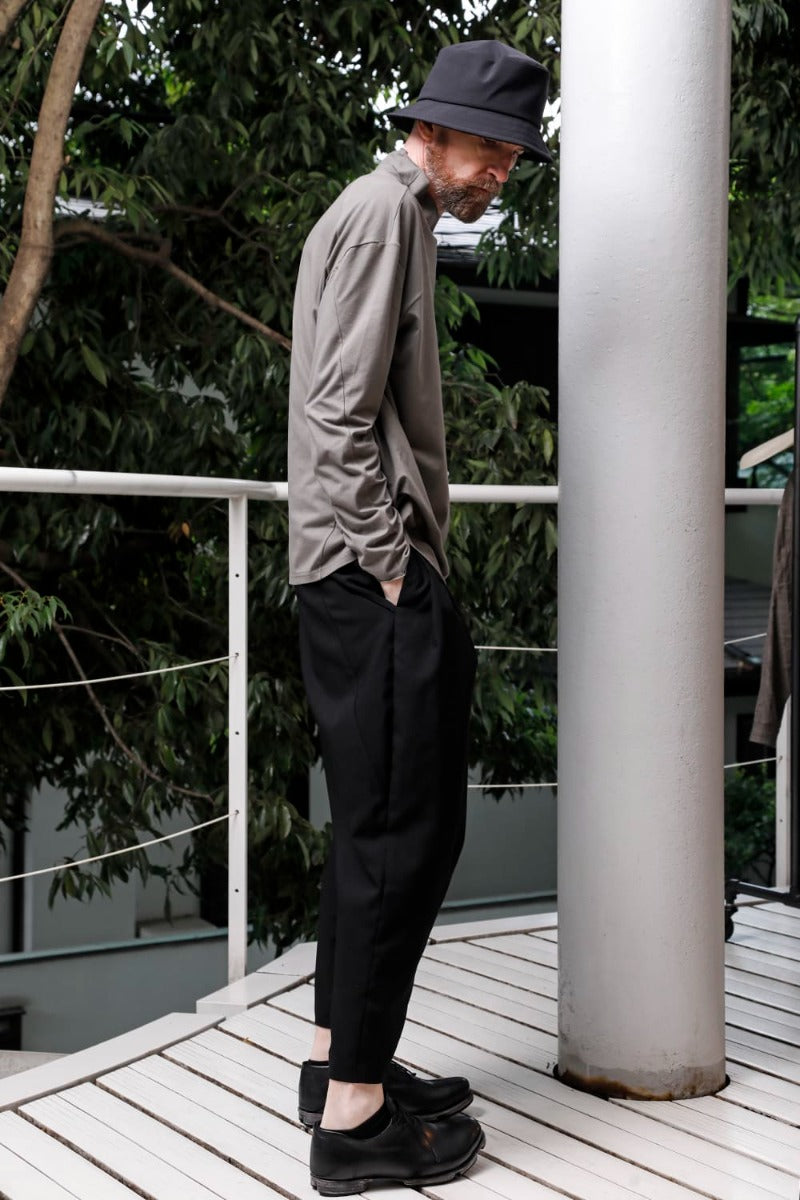 ロングスリーブ コットンストレッチジャージー  マッドグレー