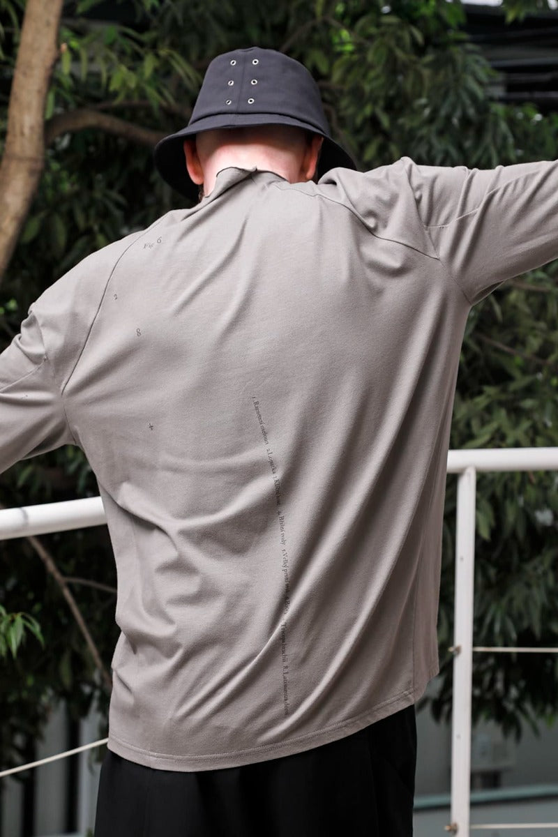 ロングスリーブ コットンストレッチジャージー  マッドグレー