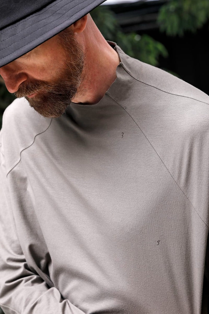 ロングスリーブ コットンストレッチジャージー  マッドグレー