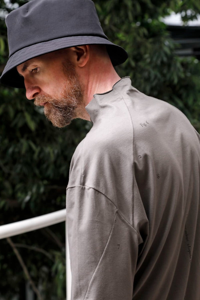 ロングスリーブ コットンストレッチジャージー  マッドグレー