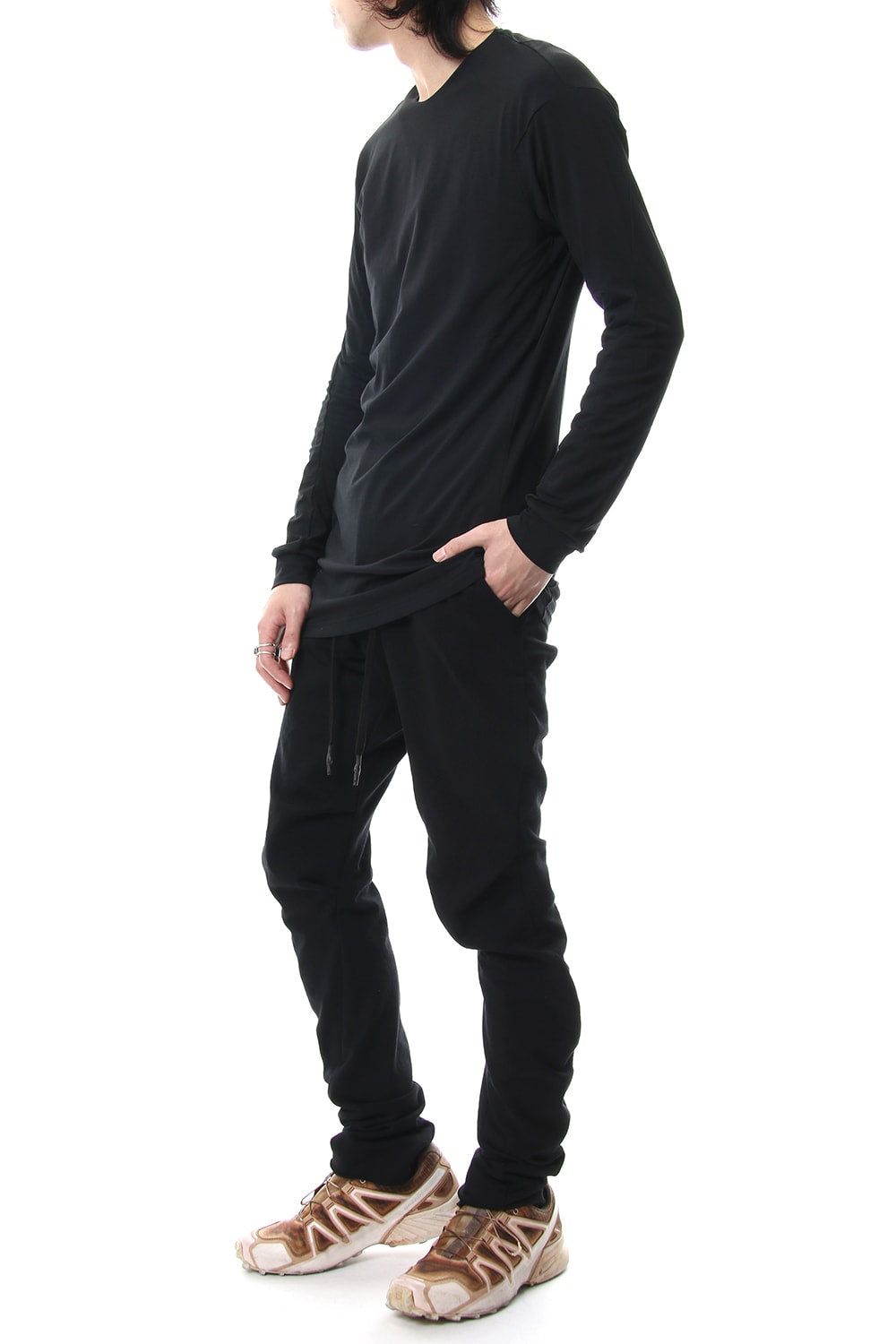 Long sleeve cotton stretch jersey - Black