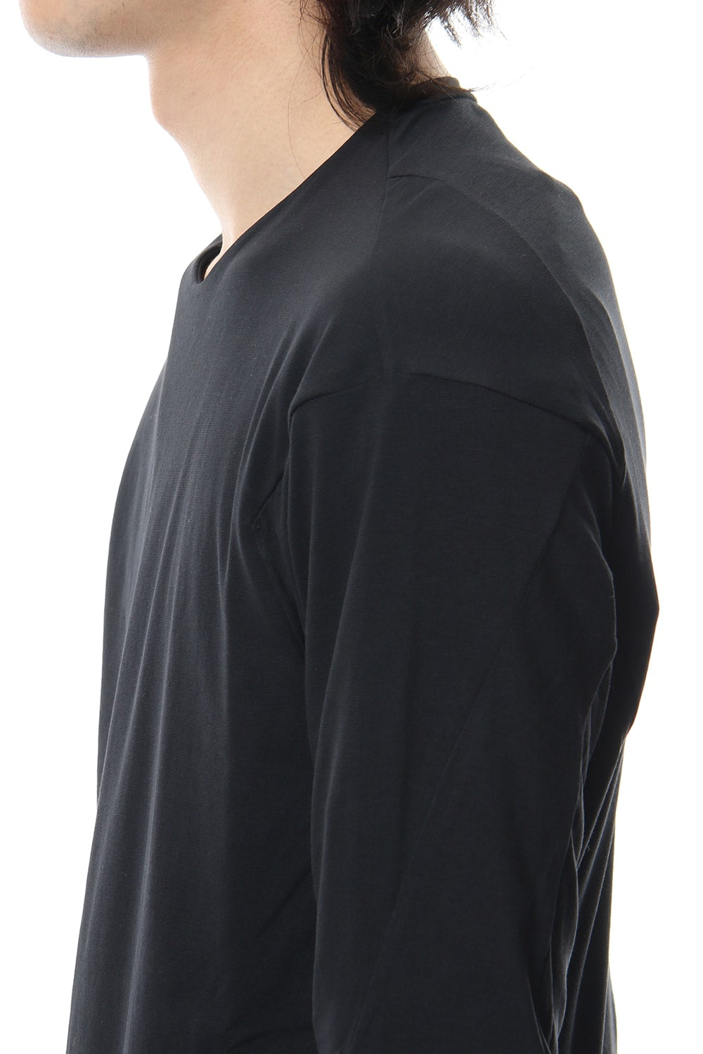 Long sleeve cotton stretch jersey - Black