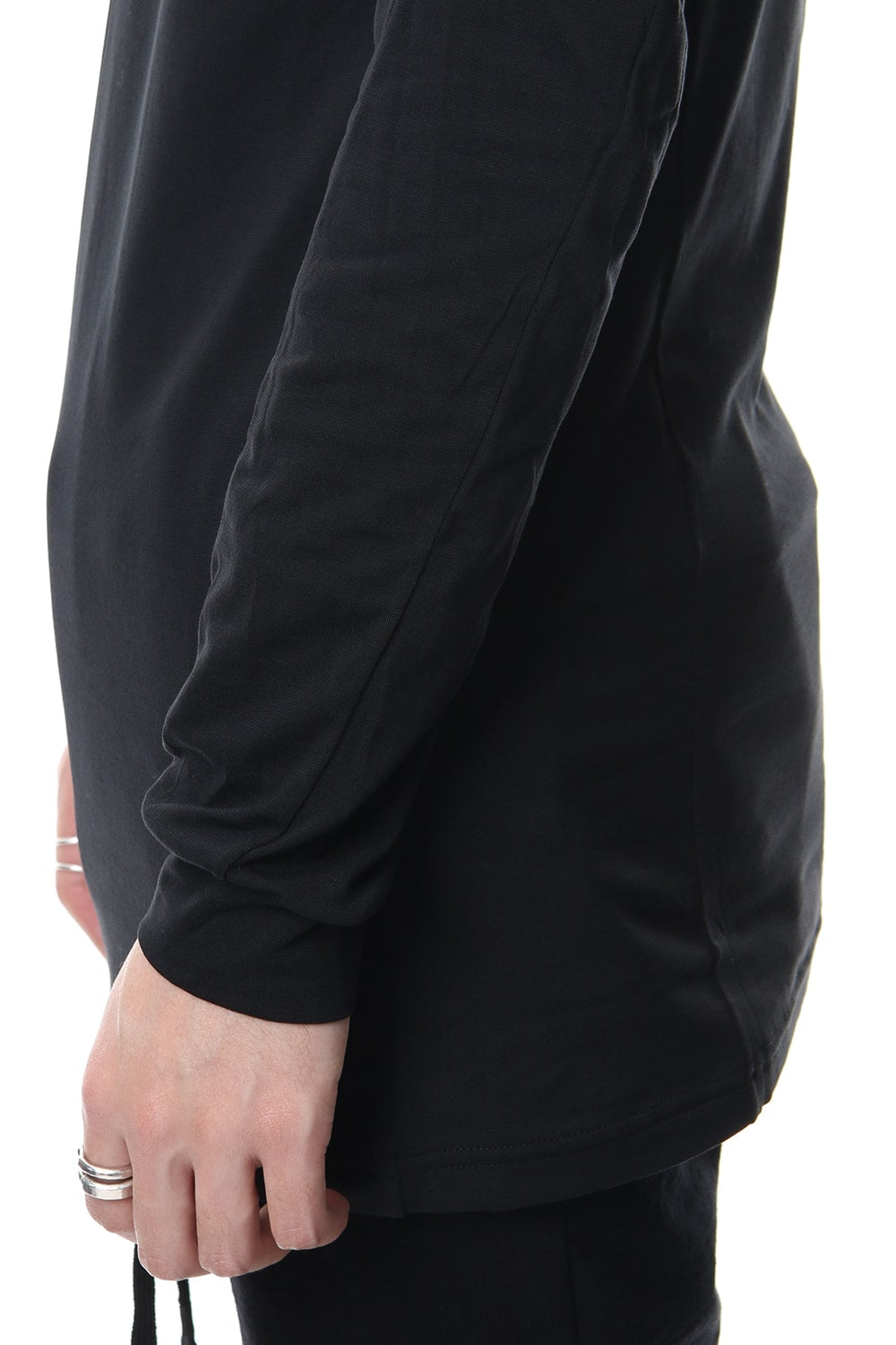 Long sleeve cotton stretch jersey - Black