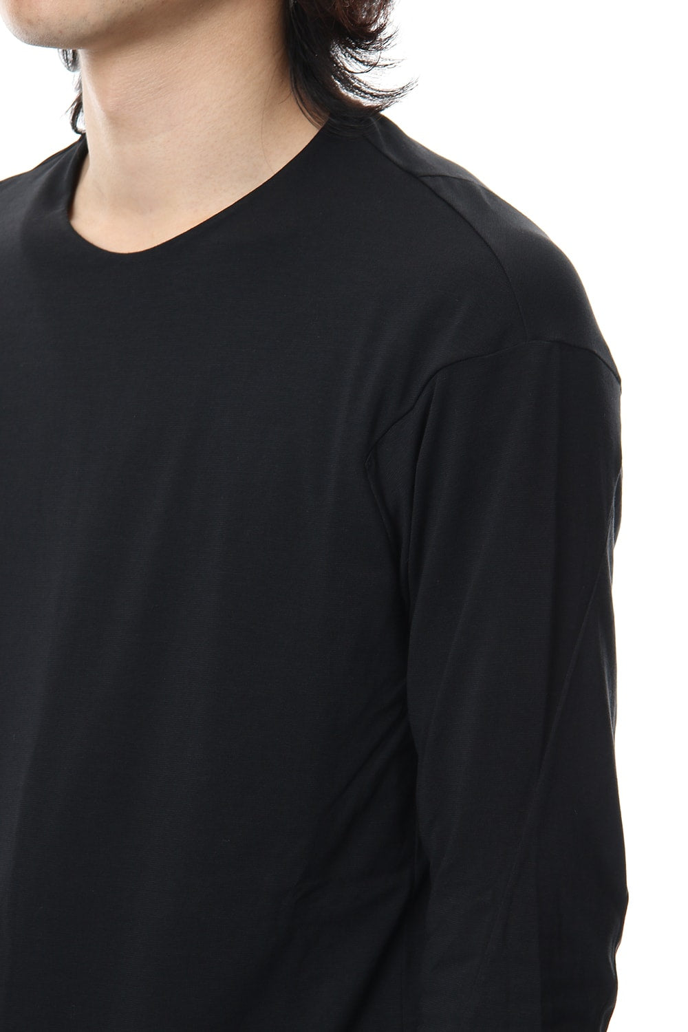 Long sleeve cotton stretch jersey - Black