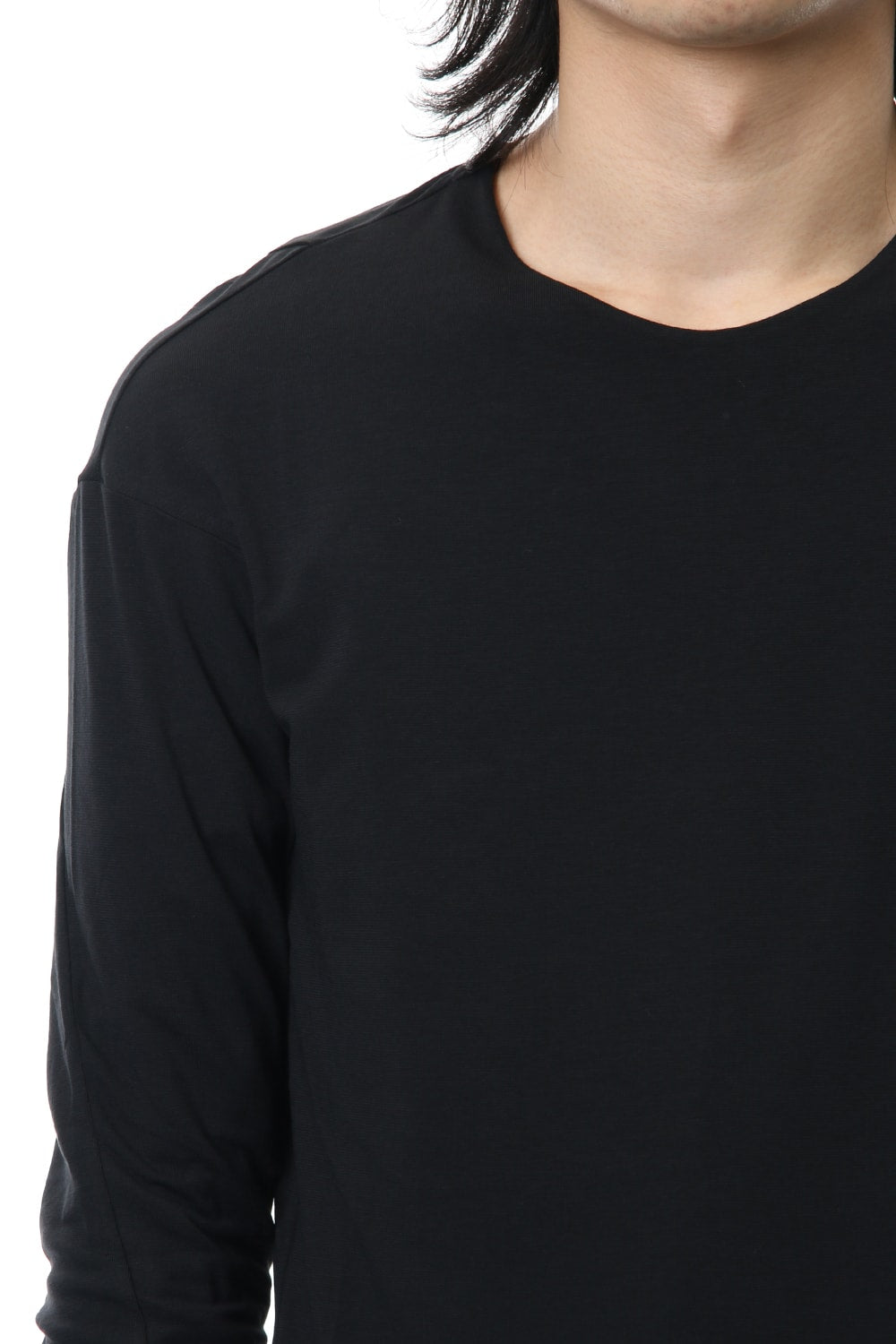 Long sleeve cotton stretch jersey - Black