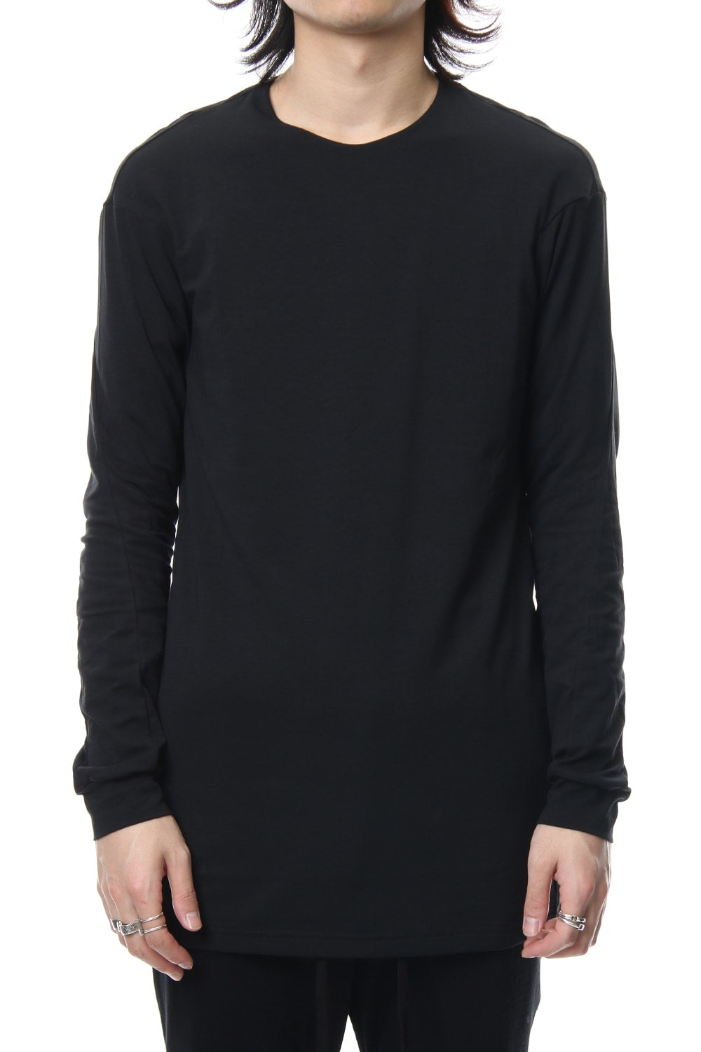 Long sleeve cotton stretch jersey - Black