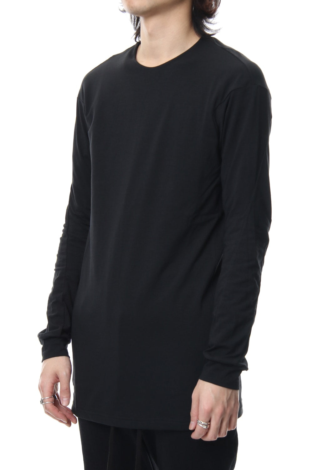 Long sleeve cotton stretch jersey - Black