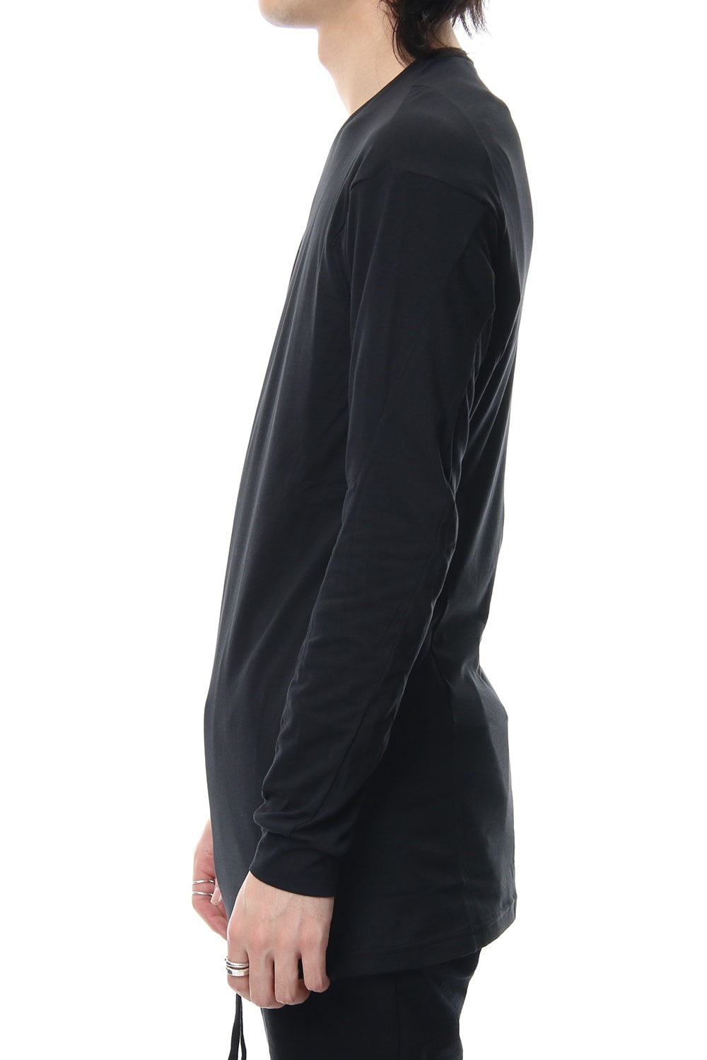 Long sleeve cotton stretch jersey - Black