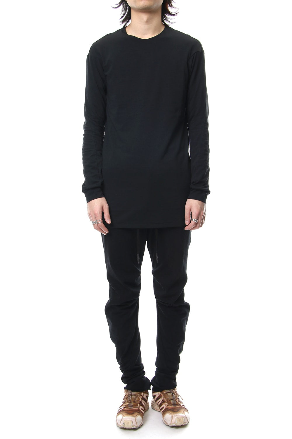 Long sleeve cotton stretch jersey - Black