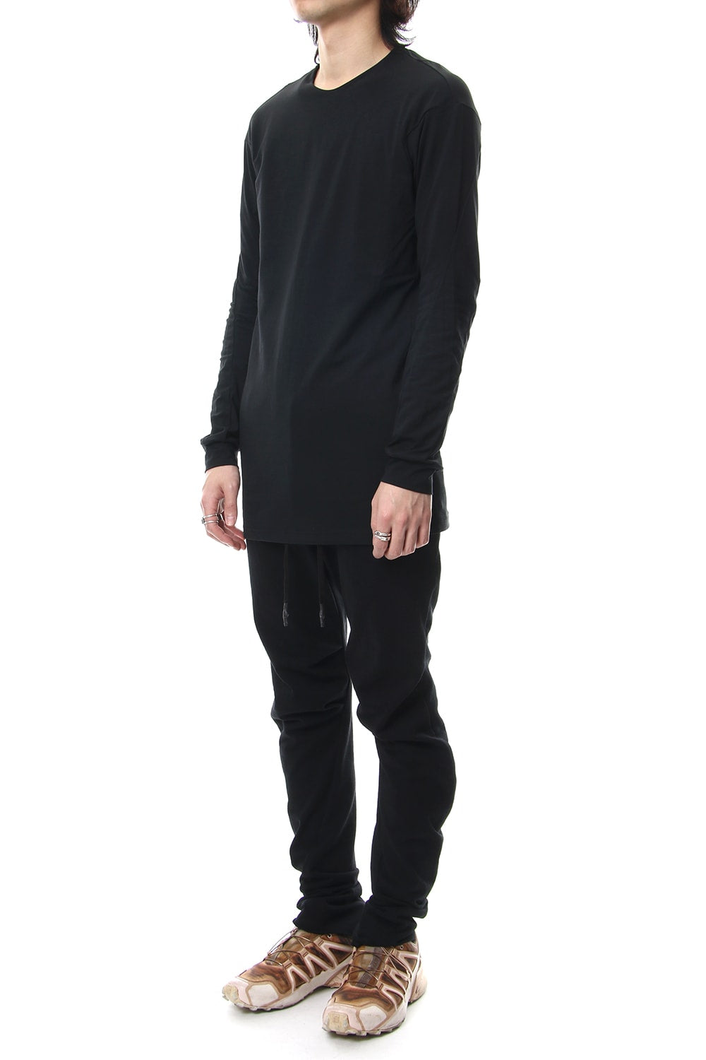 Long sleeve cotton stretch jersey - Black