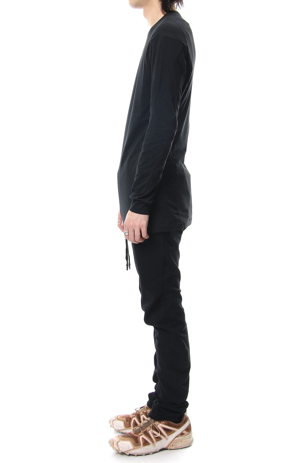 Long sleeve cotton stretch jersey - Black