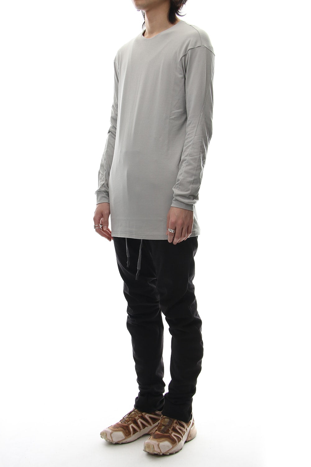 Long sleeve cotton stretch jersey - Plaster